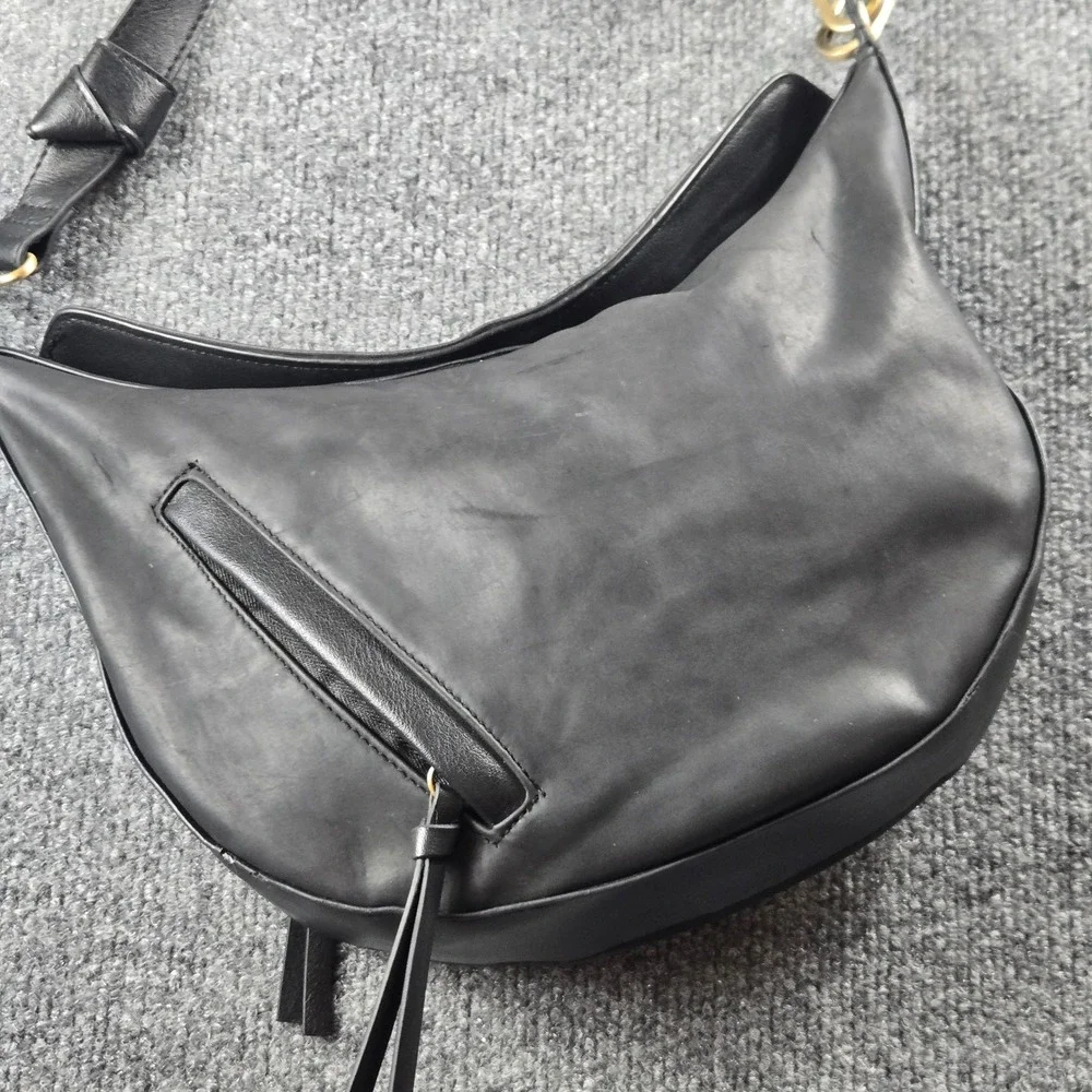 Unbranded Hobo Bag Women Medium Black Excellent Crescent Crossbody (A1)